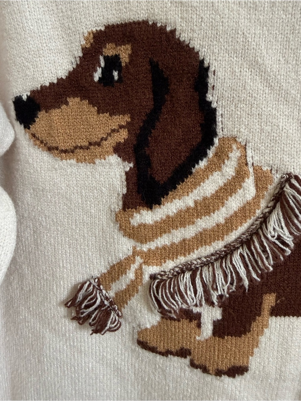 Calligraphie Dog Sweater Crewneck Dachshund ๐ Puppy Knit Fringe Weenie Canine - Picture 5 of 15